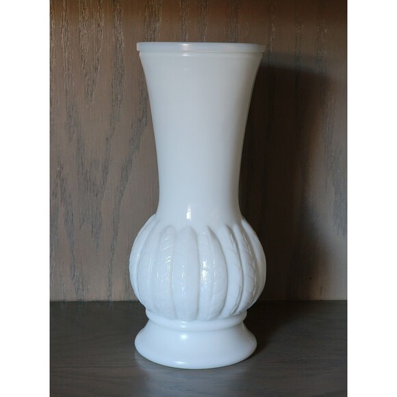 Randall Other - Vintage Randall Milk Glass Vase Feather Wheat Leaf Flower White MCM 9" Art Deco